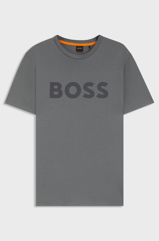 HUGO BOSS COTTON-JERSEY T-SHIRT WITH LARGE LOGO PRINT