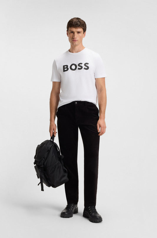HUGO BOSS COTTON-JERSEY T-SHIRT WITH LARGE LOGO PRINT
