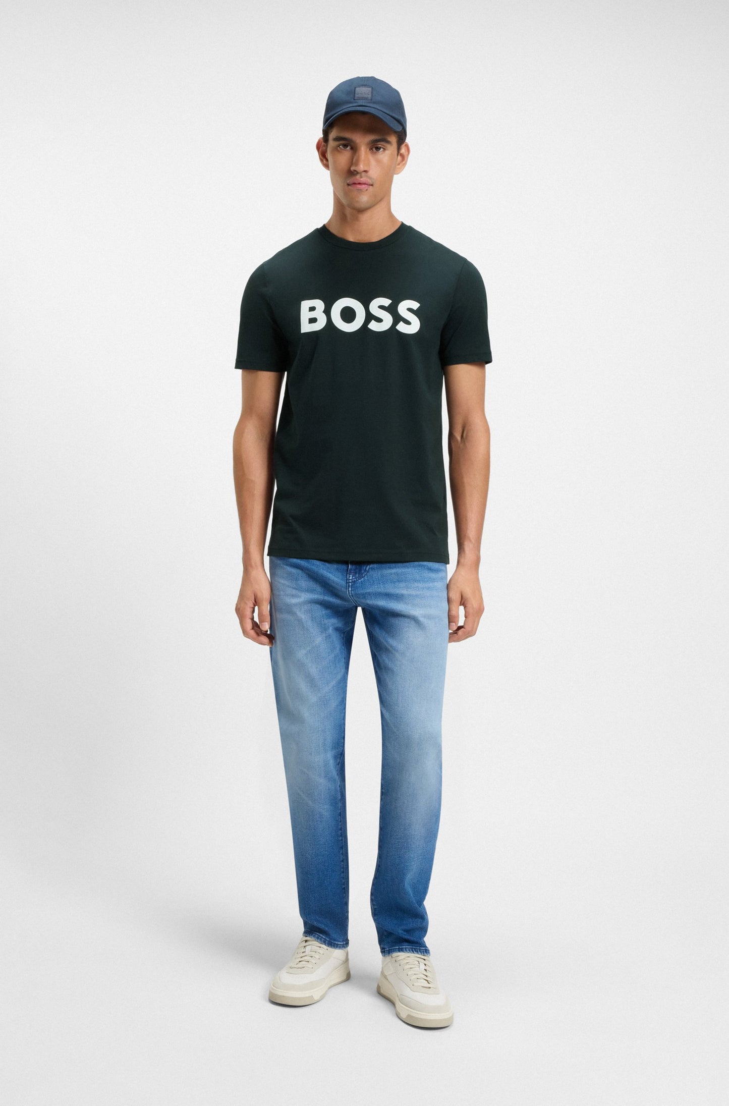 HUGO BOSS COTTON-JERSEY T-SHIRT WITH LARGE LOGO PRINT