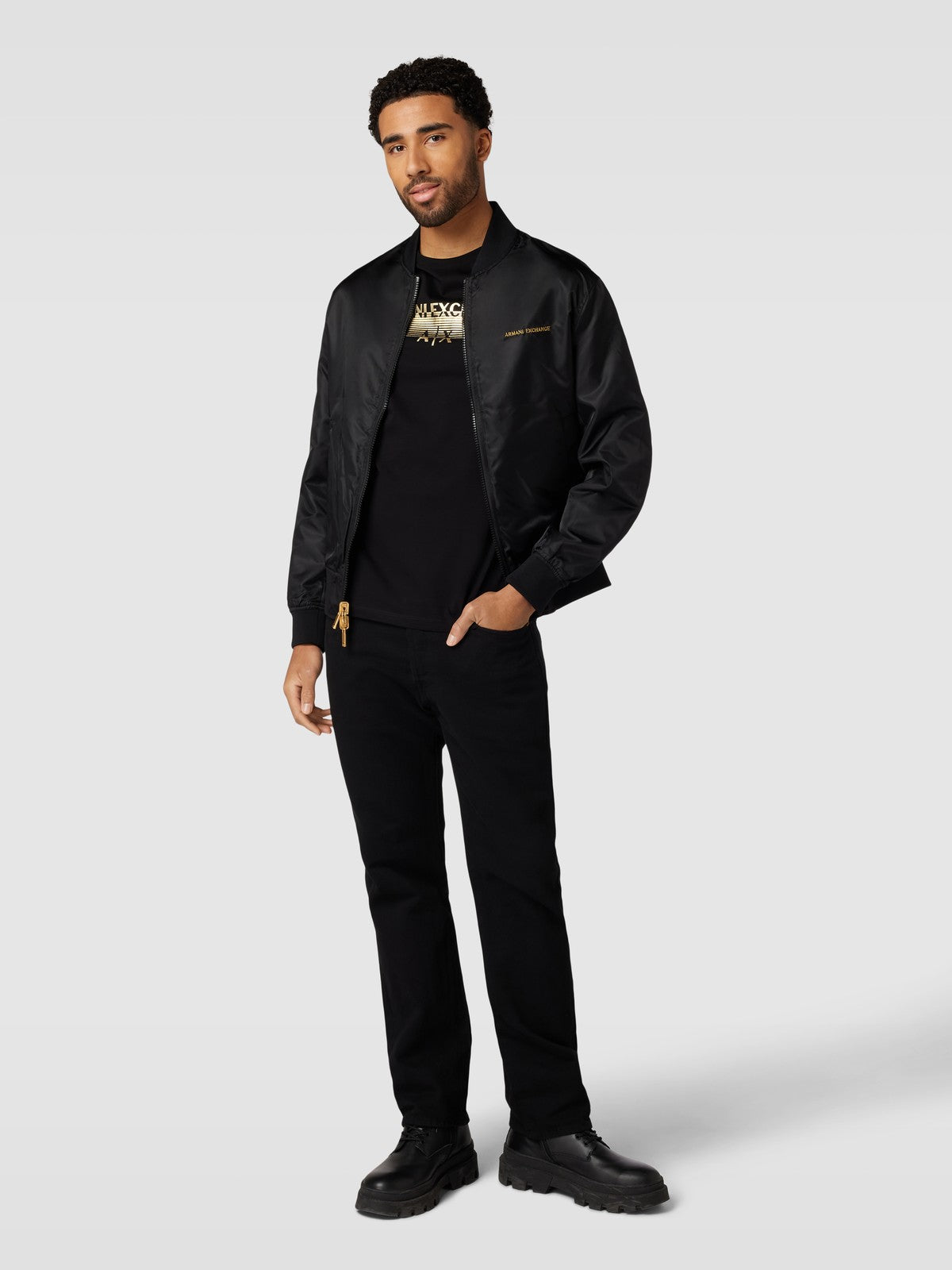Armani Exchange A|X Logo T-Shirt – Black & Golden