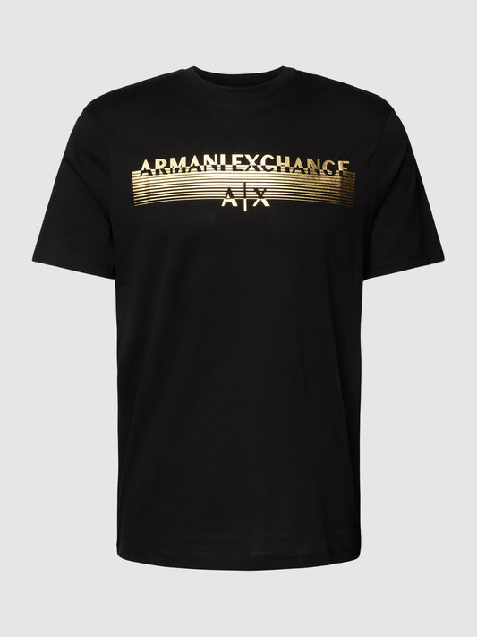 Armani Exchange A|X Logo T-Shirt – Black & Golden