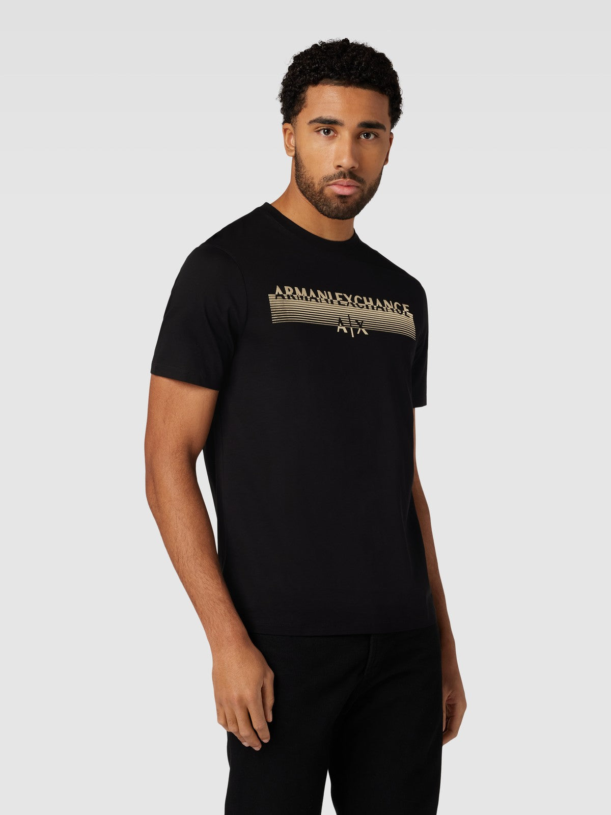 Armani Exchange A|X Logo T-Shirt – Black & Golden