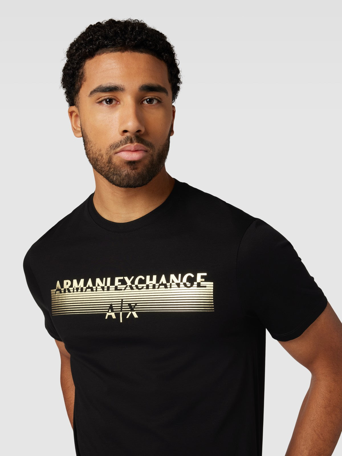 Armani Exchange A|X Logo T-Shirt – Black & Golden