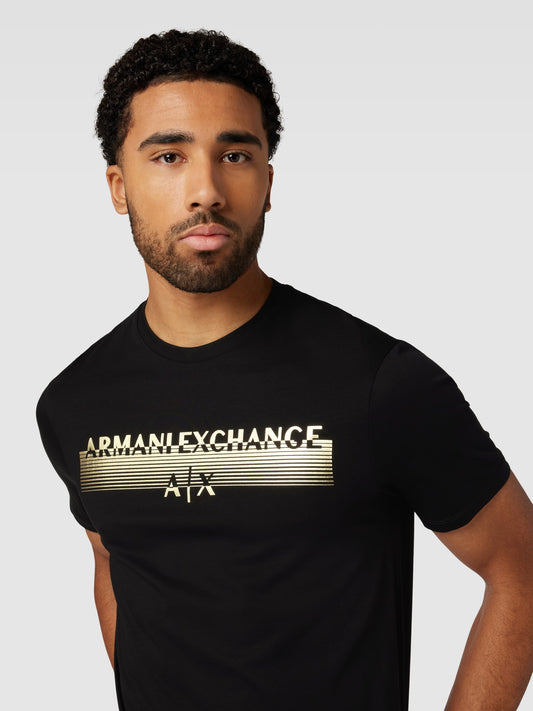 Armani Exchange A|X Logo T-Shirt – Black & Golden